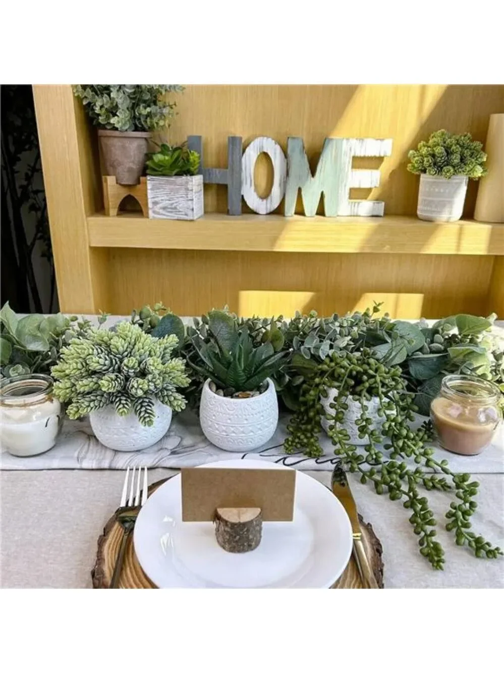 small artificial succulent potted plants faux greenery home office decor 3 set